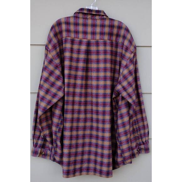 Vtg. ORVIS Men's Flannel Plaid 100% Cotton Shirt Size XXL Tan/Red/Blue - Picture 5 of 12